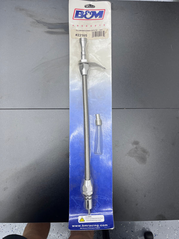 B&M 22165 Billet Aluminum & Stainless Steel Braided Transmission Dipstick – GM TH350 – New Open Box
