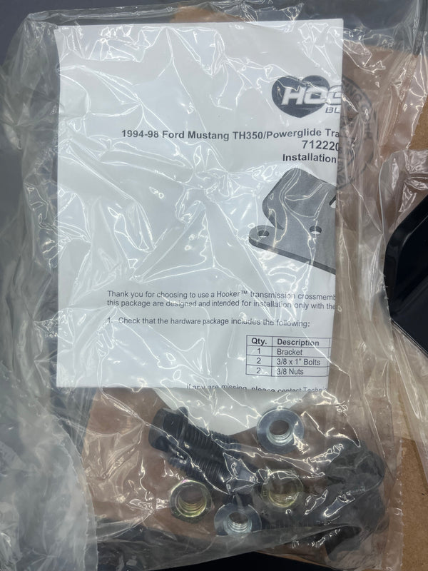 Hooker BlackHeart 71222014HKR LS-Swap Transmission Adapter Bracket – 1994-98 Mustang Powerglide/TH350 – New Open Box