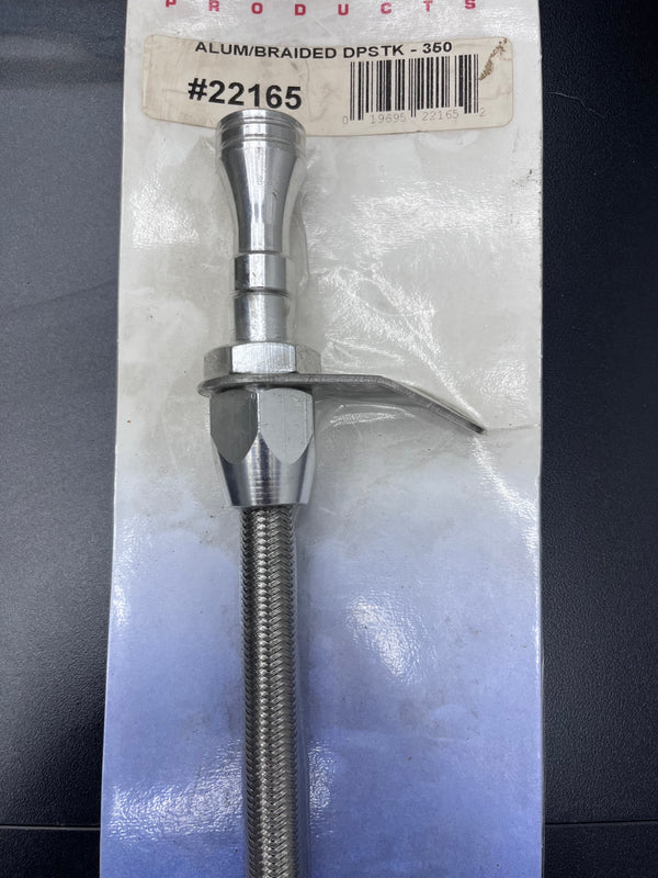 B&M 22165 Billet Aluminum & Stainless Steel Braided Transmission Dipstick – GM TH350 – New Open Box