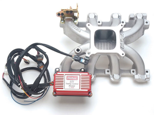 Edelbrock LS1 Carbureted Victor Jr Intake Manifold With Timing Control Box Virtual Speed Performance EDELBROCK