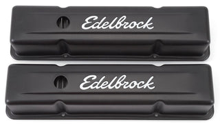 EDELBROCK Valve Cover Kit SBC Signature Series Black Virtual Speed Performance EDELBROCK