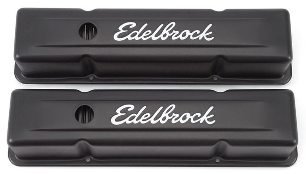 EDELBROCK Valve Cover Kit SBC Signature Series Black Virtual Speed Performance EDELBROCK