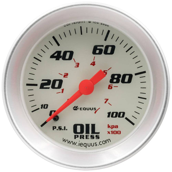 2.0 Dia Oil Pressure Gauge Silver 0-100psi Virtual Speed Performance EQUUS