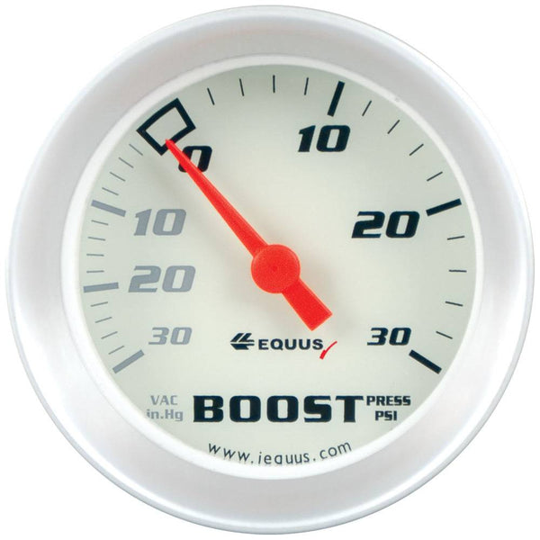 2.0 Dia Vacuum/Boost Gauge Silver 30 HG/30 PS Virtual Speed Performance EQUUS