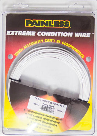 14 Gauge White TXL Wire 50 Ft. Virtual Speed Performance PAINLESS WIRING