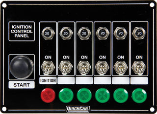 QUICK CAR Ignition Panel w/Start But. 5 Acc. Circut Brkr Virtual Speed Performance QUICKCAR RACING PRODUCTS