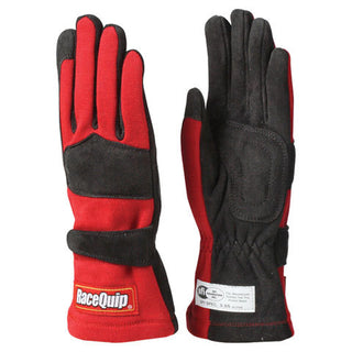 Gloves Double Layer Medium Red SFI Virtual Speed Performance RACEQUIP