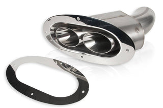 Through body Exhaust Tip Angled-Oval 3in Inlet Virtual Speed Performance STAINLESS WORKS