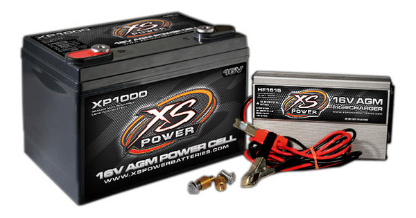 AGM Battery 16v 2 Post & HF Charger Combo Kit Virtual Speed Performance XS POWER BATTERY